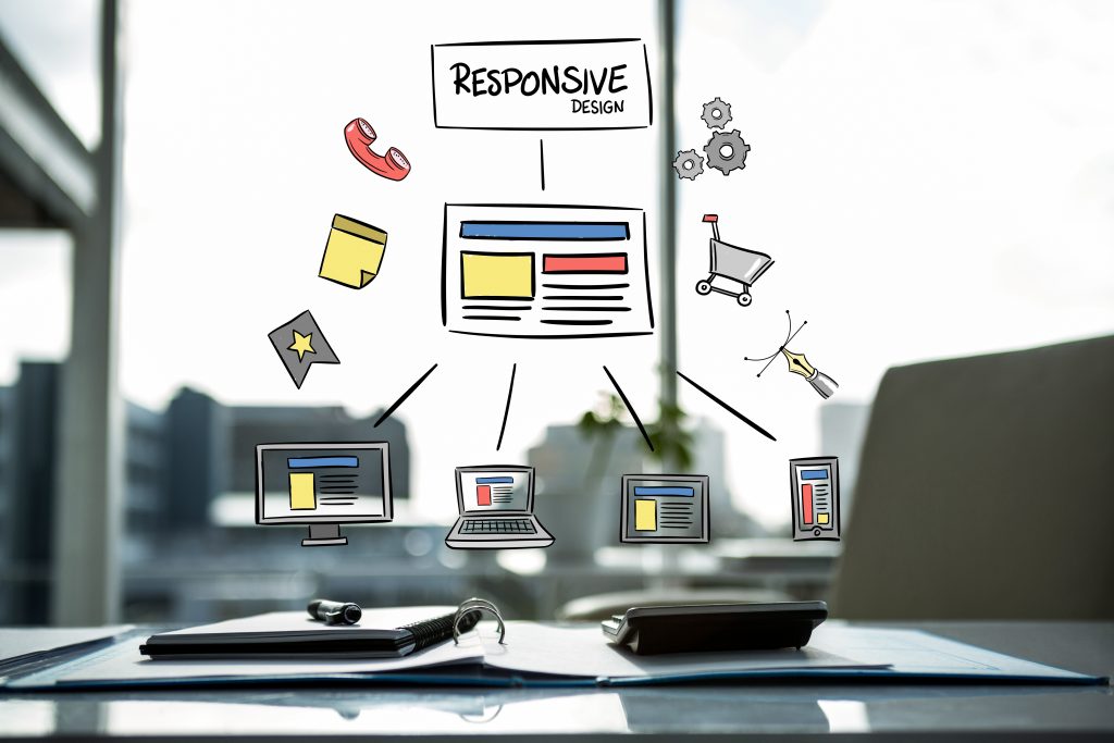 Responsive design page and different icons.